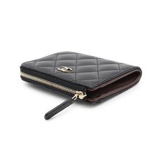 将图像加载到图库查看器中，CHANEL Matelasse L-shaped zipper compact wallet BlackAP3999 Caviar Leather
