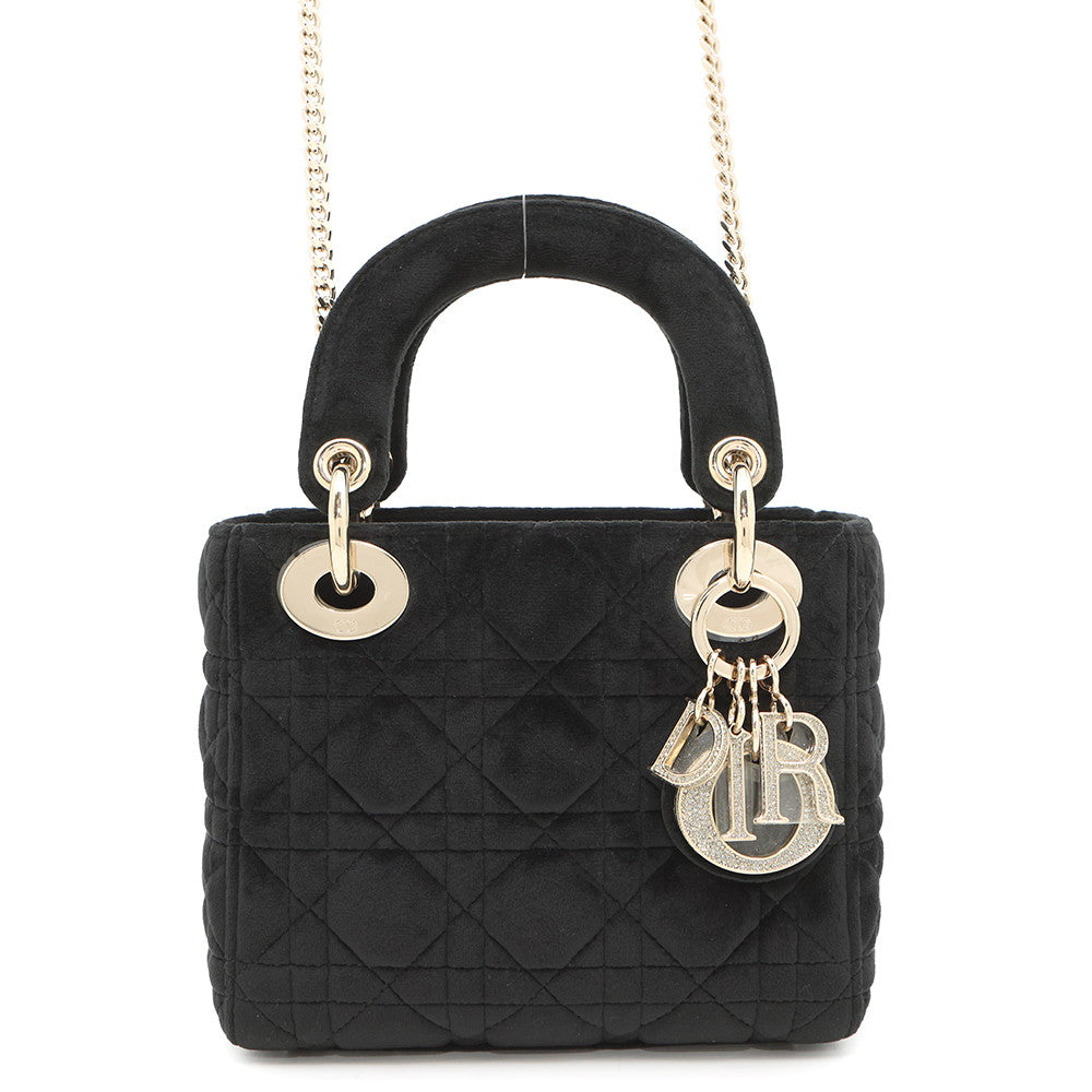 Dior Lady Dior Black Velour Size Mini