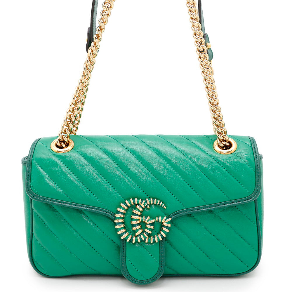GUCCI GG Marmont ChainShoulder Bag Green443497 Leather
