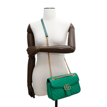 将图像加载到图库查看器中，GUCCI GG Marmont ChainShoulder Bag Green443497 Leather
