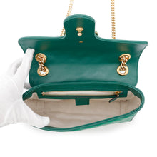 将图像加载到图库查看器中，GUCCI GG Marmont ChainShoulder Bag Green443497 Leather
