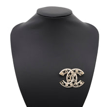 Load image into Gallery viewer, CHANEL CC Logo Clover Brooch Champagne GoldABE297 Metal strass
