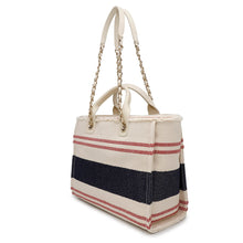 Load image into Gallery viewer, CHANEL Shopping Bag Deauville Ecru/Red/BlueAS3351 Cotton Leather
