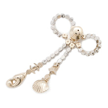Load image into Gallery viewer, CHANEL Ribbon &amp; Marine Motif Brooch Champagne Gold/SilverABE987 Metal Faux Pearl  Rhinestone
