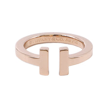 将图像加载到图库查看器中，TIFFANY&amp;Co. T Square Ring Size #Approximately1260147395 18K Pink Gold

