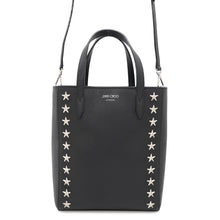 将图像加载到图库查看器中，JIMMY CHOO BRIA TOTE N/S Star Studded 2way Handbag Black Leather
