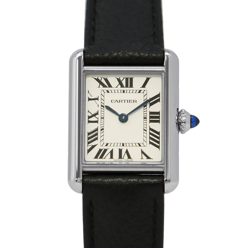 CARTIER tank mast SM W22mm×H29.5mm Stainless Steel Leather Silver DialWSTA0042