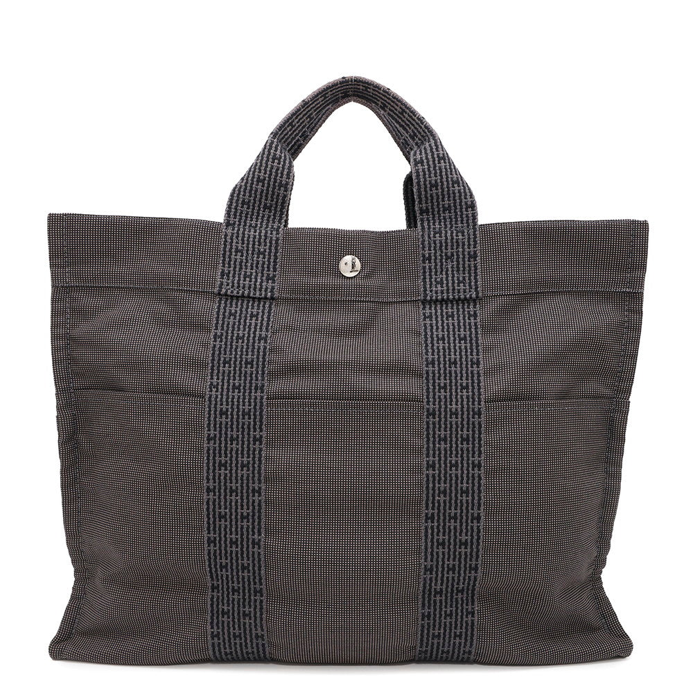 HERMES Her Line Tote Gray Nylon Canvas Size MM