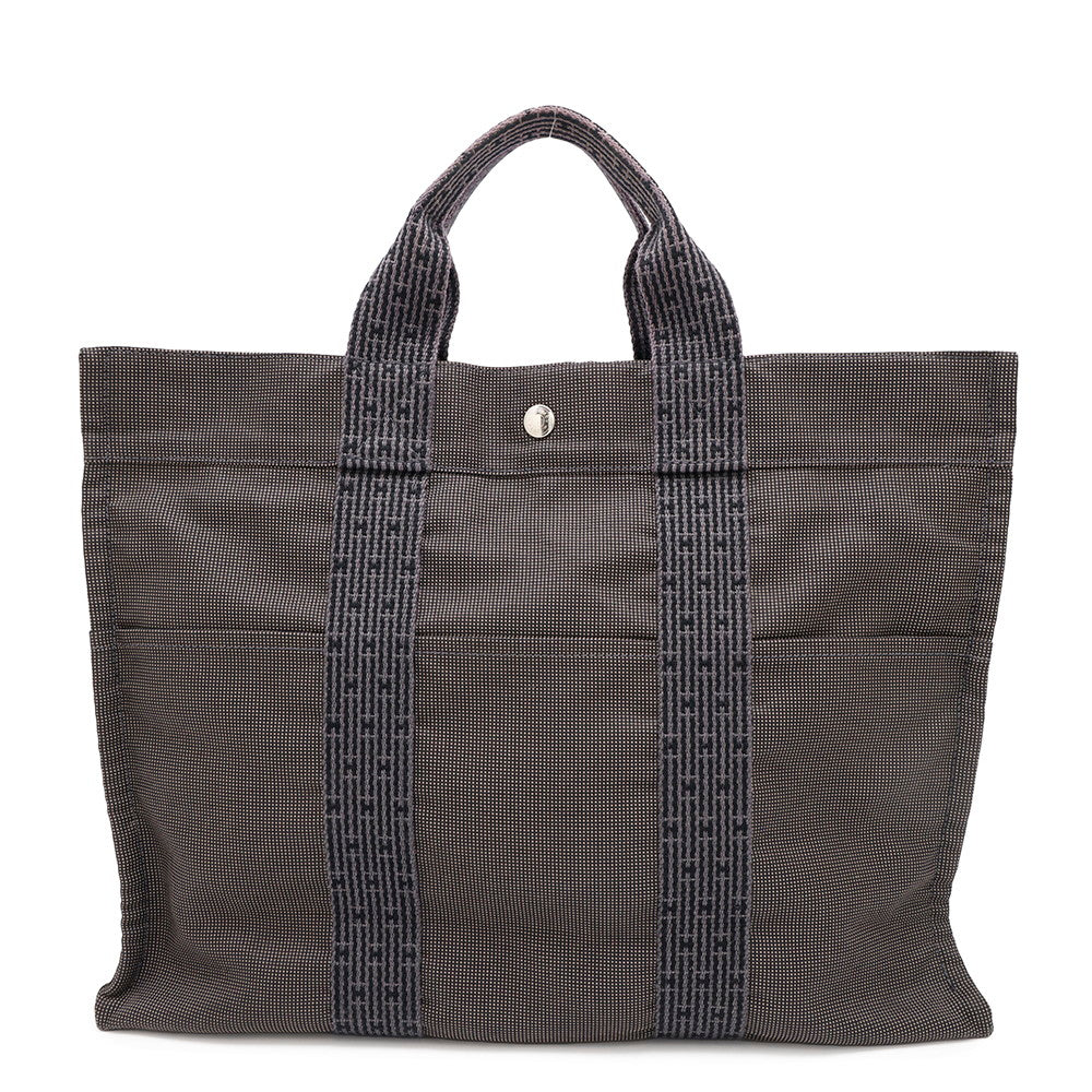 HERMES Her Line Tote Gray Canvas Size MM