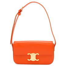 将图像加载到图库查看器中，CELINE Triomphe Claude Shoulder Orange194143BF4 Shiny Calf Leather
