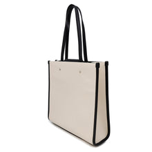 Load image into Gallery viewer, JIMMY CHOO Tote Bag Natural/Black Canvas Leather

