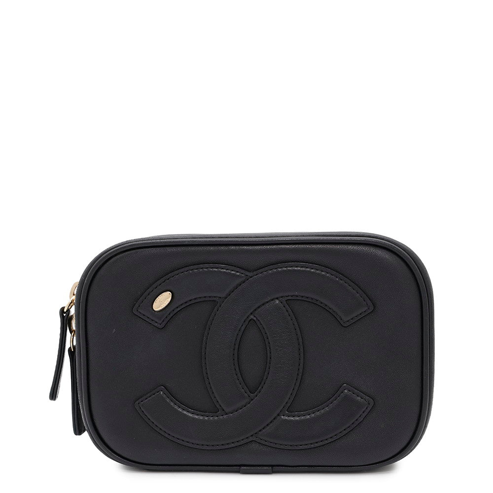 CHANEL CC Logo Crossbody Bag Black Lambskin