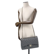 Load image into Gallery viewer, CHANEL Jumbo Matelasse W Flap ChainShoulder Bag GrayA58600 Caviar Leather Size 30

