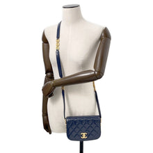 Load image into Gallery viewer, CHANEL Matelasse Full Flap Shoulder Bag BlueAS3402 Calf Leather
