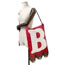 将图像加载到图库查看器中，BURBERRY BT logo fringe flag bag Red/White8046596 Leather

