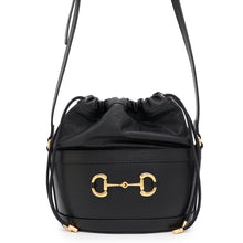 将图像加载到图库查看器中，GUCCI Horsebit 1955 Bucket Shoulder Bag Black602118 Leather
