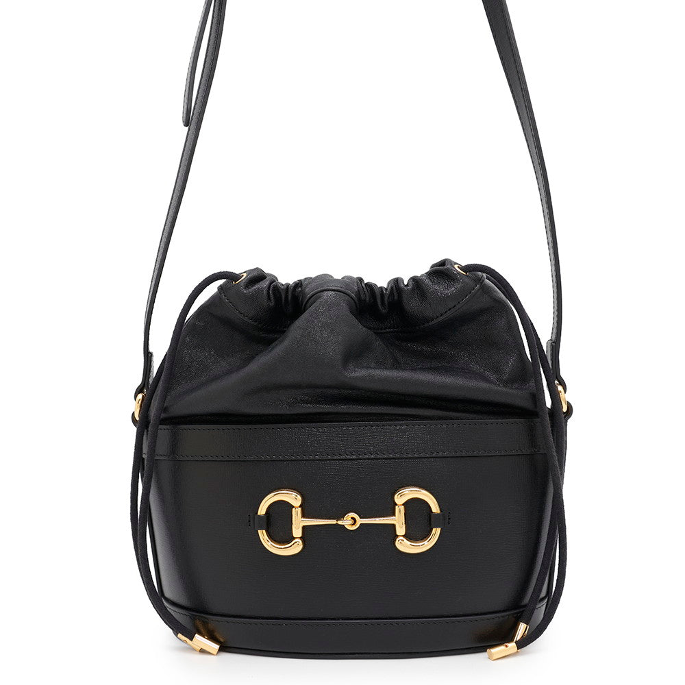 GUCCI Horsebit 1955 Bucket Shoulder Bag Black602118 Leather