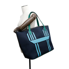 Load image into Gallery viewer, HERMES Pur Sangle Tote Bag Marine/Vert Vertigo Toile Military Taurillon Clemence Sangle Woolie
