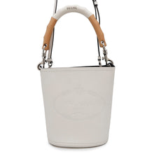 Load image into Gallery viewer, PRADA Tambour 2WAY Bucket Handbag White1BE048 Leather Wood
