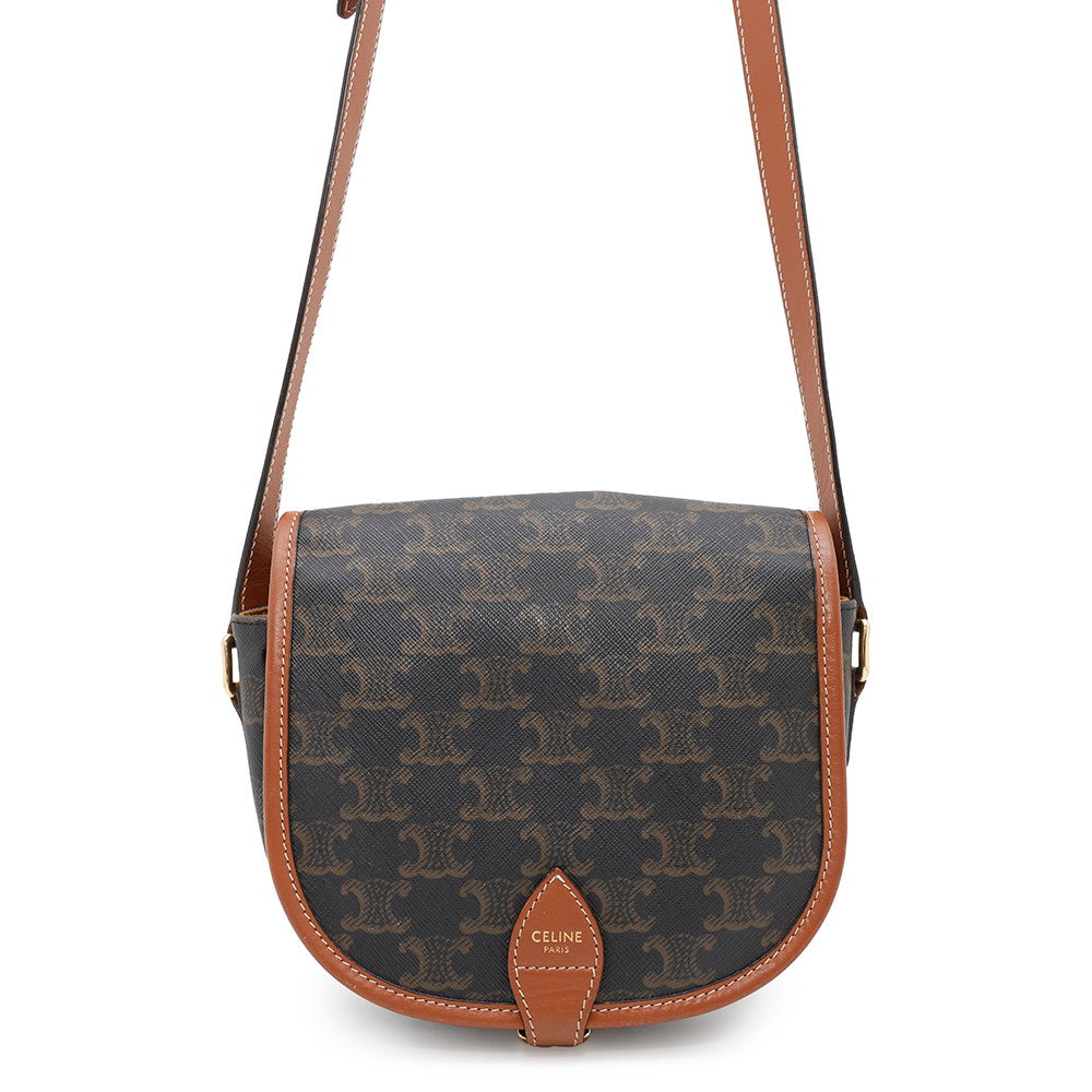CELINE Triomphe Falco Shoulder Bag Tan191502BZJ.04LU PVC Leather Size Medium