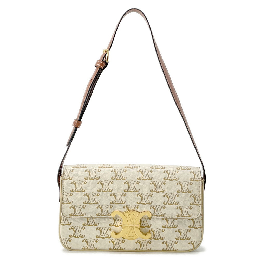 CELINE Triomphe One Shoulder Bag White194142 PVC Leather