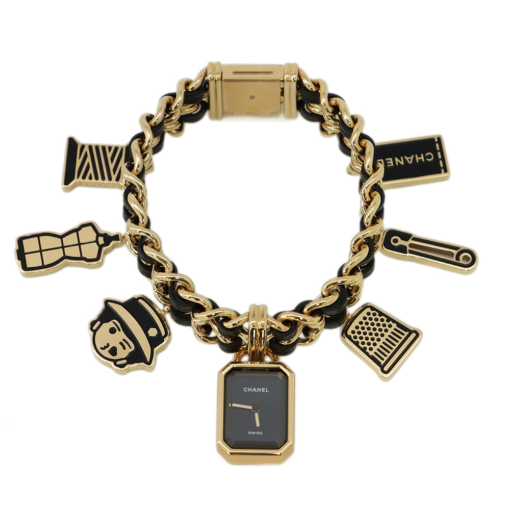 CHANEL Premiere Bag Charm Tulle M Limited Edition H19.7mm×W15.2mm Gold Plated Leather Black DialH9859