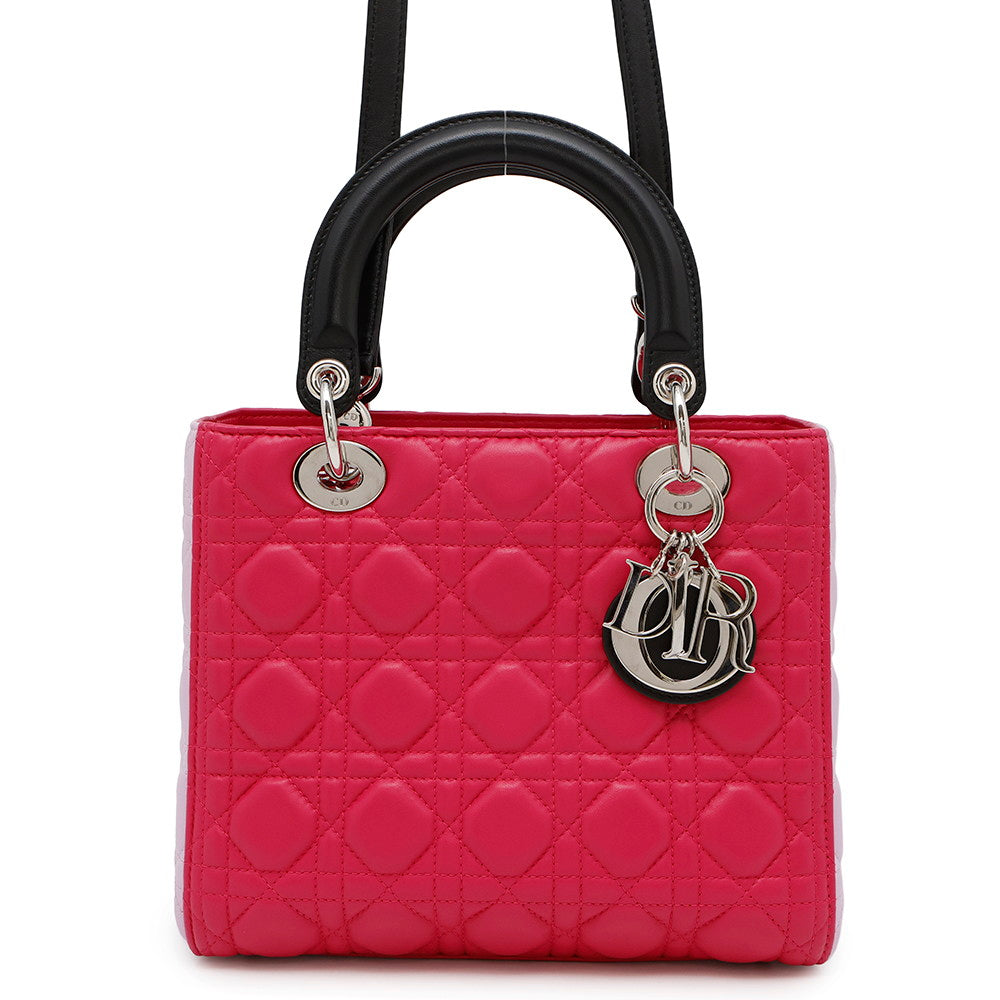 Dior Lady Dior Canage 2WAY Handbag Pink/BlackM0550 Leather