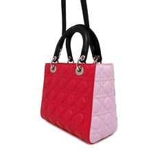 将图像加载到图库查看器中，Dior Lady Dior Canage 2WAY Handbag Pink/BlackM0550 Leather

