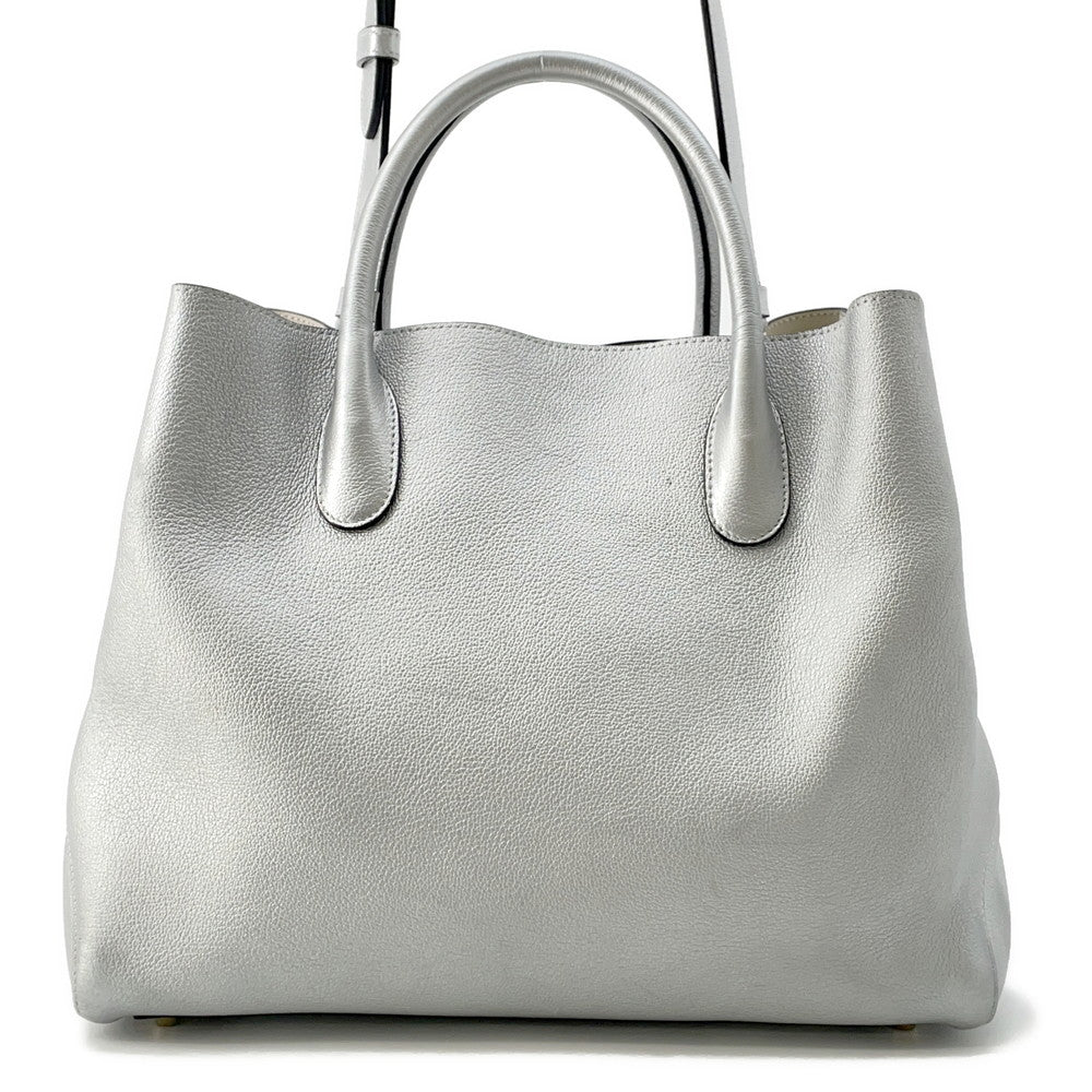 Dior Open Bar 2WAY Handbag Silver Leather