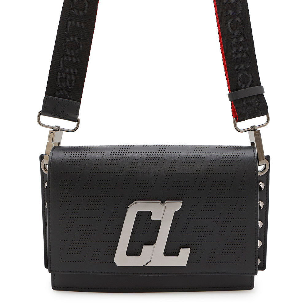 Christian Louboutin Wall Strap Shoulder Bag Black/Red Leather