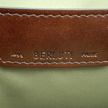 将图像加载到图库查看器中，Berluti Scritto Calligraphy Backpack Blue/Brown Nylon Leather
