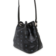 将图像加载到图库查看器中，MCM Drawstring Shoulder Bag Black Leather
