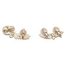 Load image into Gallery viewer, CHANEL Rhinestone Faux Pearl Star Earrings Gold Gold Plated
