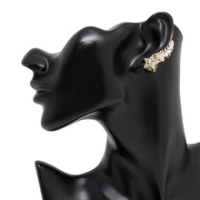 Load image into Gallery viewer, CHANEL Rhinestone Faux Pearl Star Earrings Gold Gold Plated
