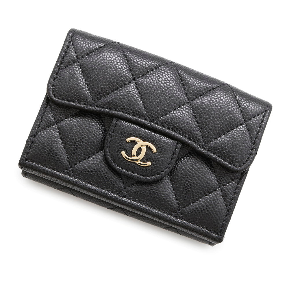 CHANEL Matelasse Classic Small Flap Wallet BlackAP0230 Caviar Leather