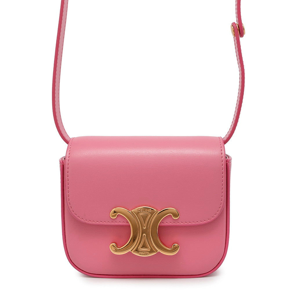 CELINE Triomphe Mini Claude Shoulder Bag Pink10I513DPV Leather