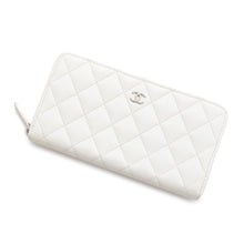 Load image into Gallery viewer, CHANEL Matelasse Round Zip Wallet WhiteAP0242 Caviar Leather
