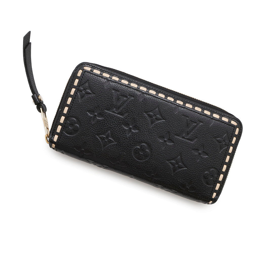 LOUIS VUITTON Zippy Wallet Noir/BeigeM64805 Monogram Empreinte Leather