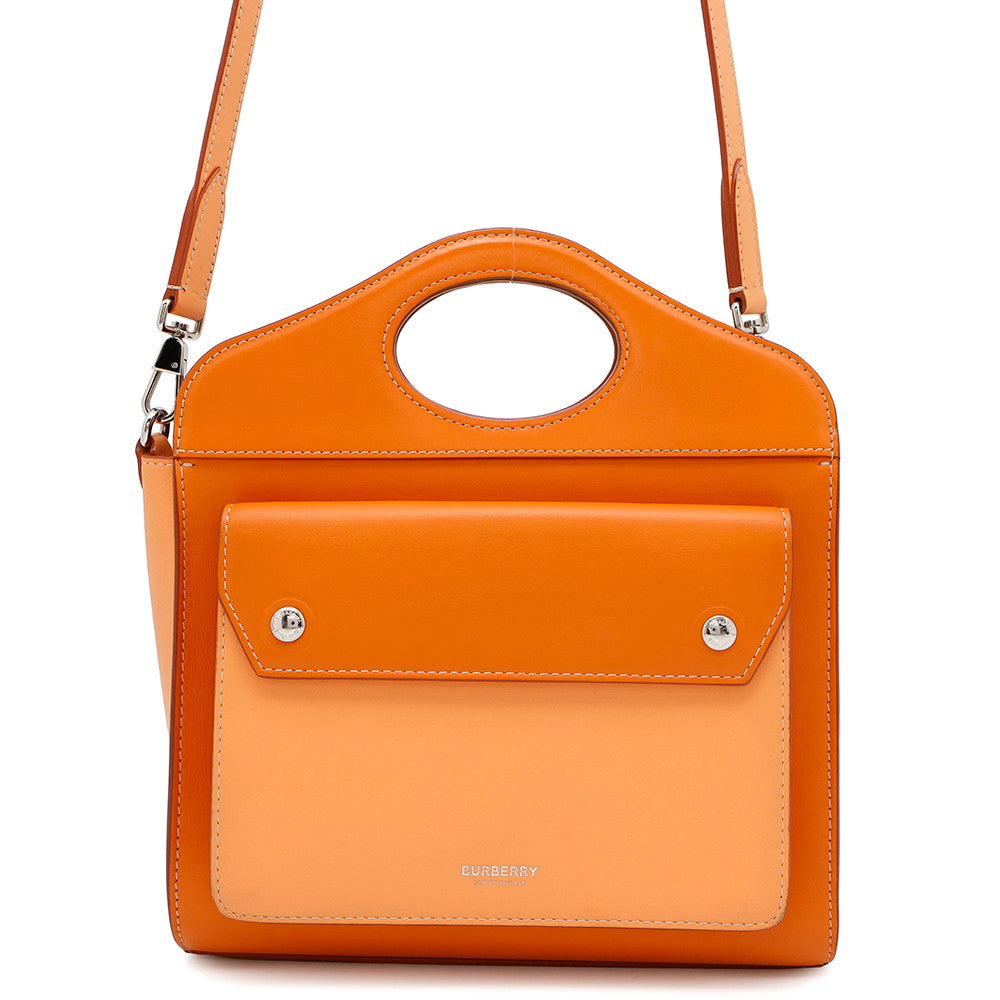 BURBERRY Pocket Bag 2WAY Handbag Orange Leather