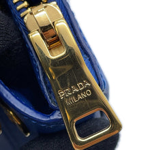 将图像加载到图库查看器中，PRADA ★Galleria 2WAY Handbag Blue1BA863 Leather
