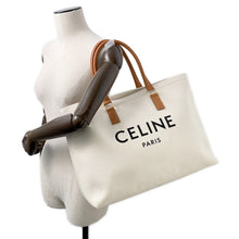 将图像加载到图库查看器中，CELINE ★Horizontal Cabas White/Brown190062 Canvas Leather

