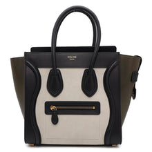 将图像加载到图库查看器中，CELINE Luggage micro shopper Black/Khaki/Gray Leather
