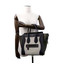 将图像加载到图库查看器中，CELINE Luggage micro shopper Black/Khaki/Gray Leather
