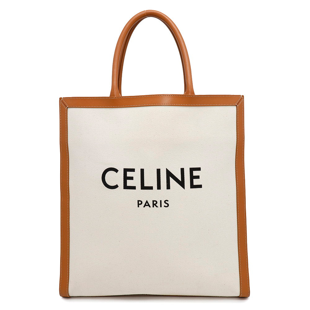CELINE Vertical Cabas Natural/Tan190402 Canvas Leather