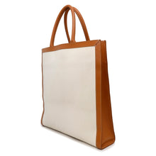 将图像加载到图库查看器中，CELINE Vertical Cabas Natural/Tan190402 Canvas Leather
