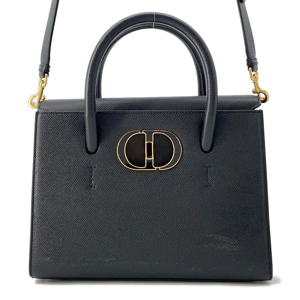 Dior Montaigne 30 Saint Honore 2WAY Handbag Black Leather Size Small