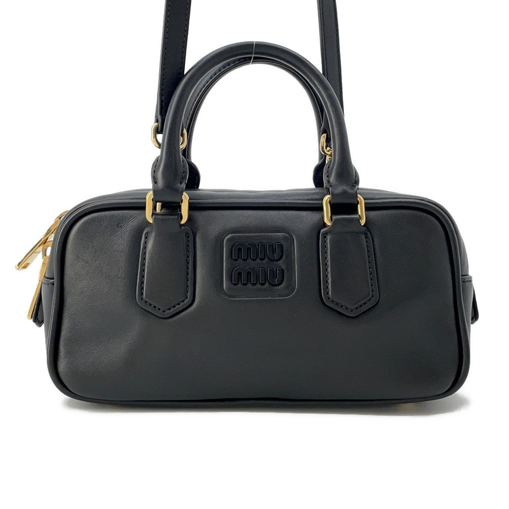 MIUMIU ★Arkady 2WAY Handbag Black5BB142 Leather Size Small