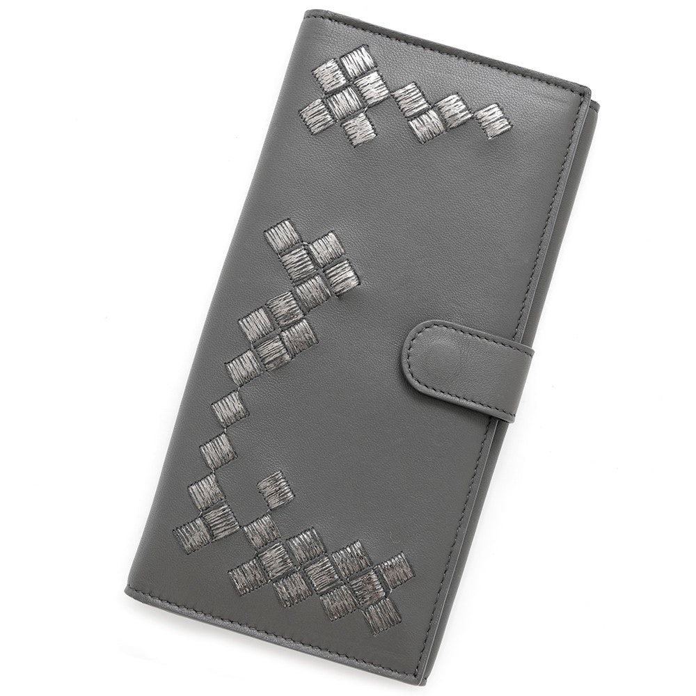 Bottega Veneta INTRECCIATO Bifold Wallet Long Wallet Gray Leather