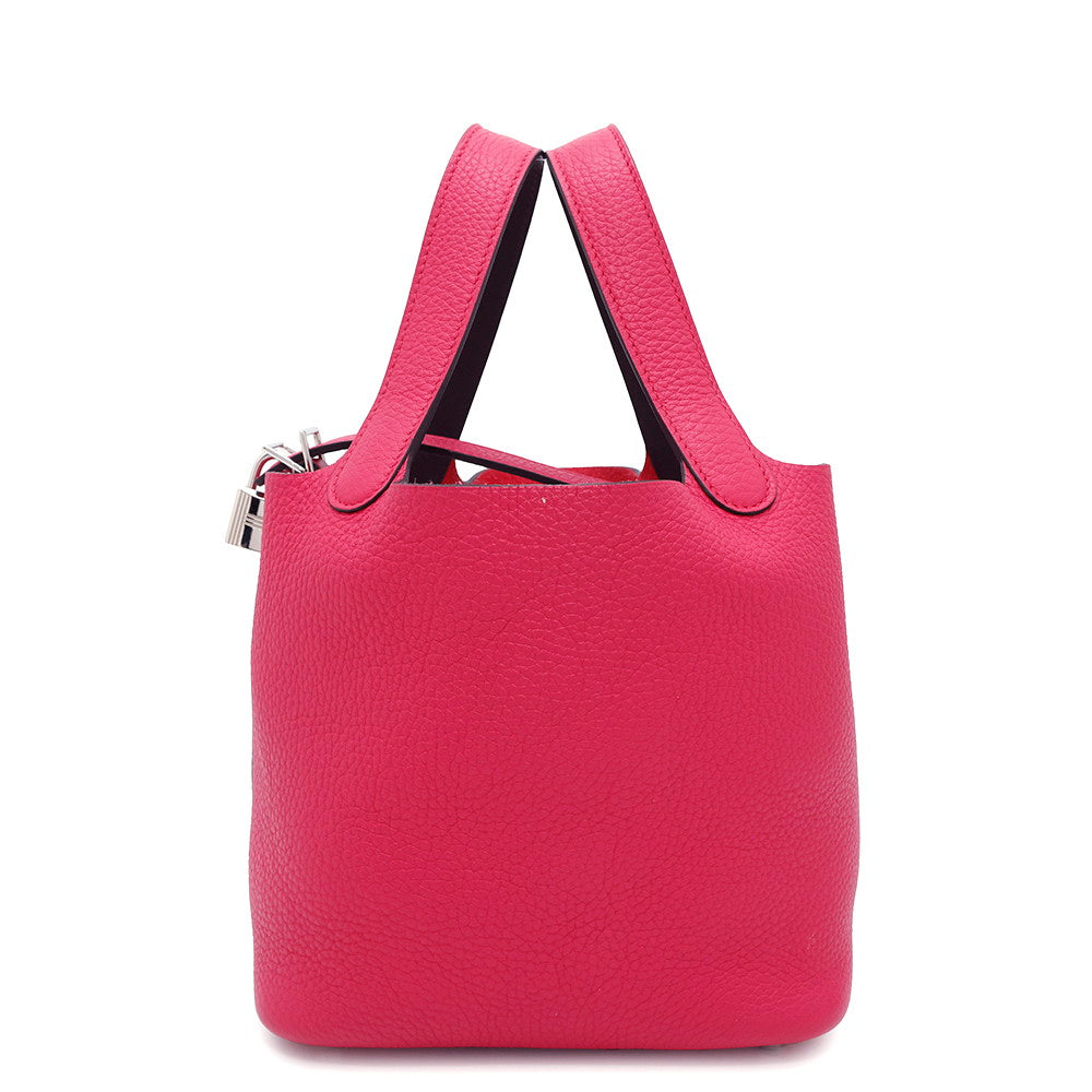 HERMES Picotin Lock Eclat Framboise/RougeSellier Taurillon Clemence Swift Leather Size PM