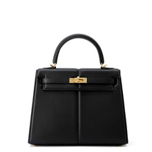 将图像加载到图库查看器中，HERMES Kelly Padett Black Swift Leather Size 25
